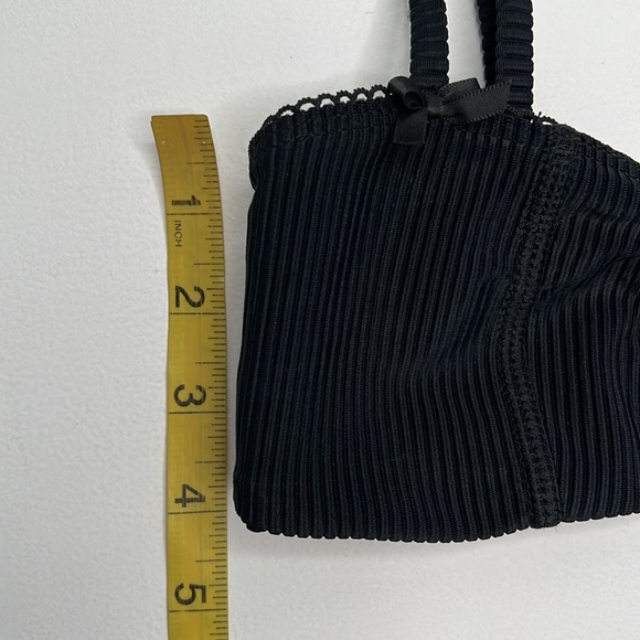 Frankie’s Bikinis Cleo Ribbed bralette bikini top in midnight black size XS bows - Picture 9 of 11